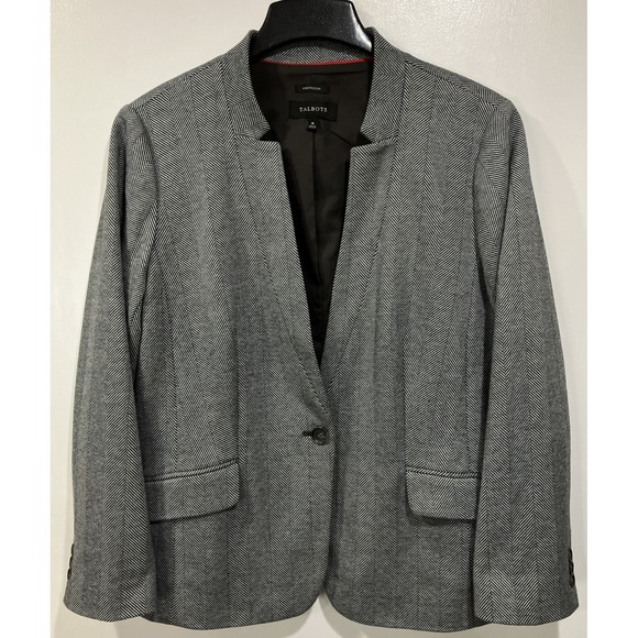 Talbots Jackets & Blazers - Talbots Aberdeen Blazer‎ Womens Size 18 Charcoal Herringbone Classic Jacket